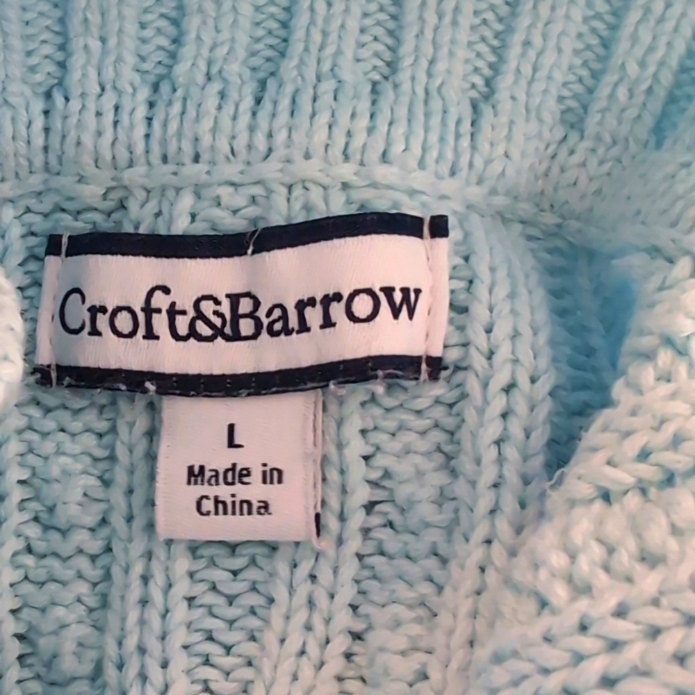 Croft & Barrow Cable Knit 1/4 Zip Mock Neck Pullover Sweater. Size Large - Picture 10 of 11